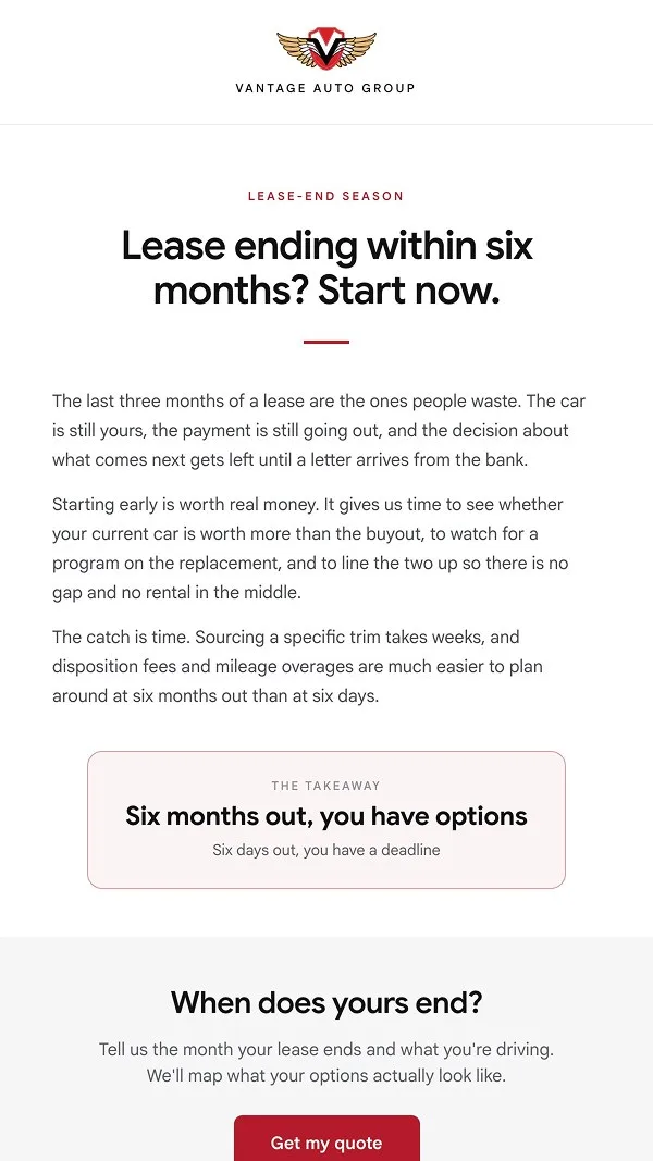 Lease options email
