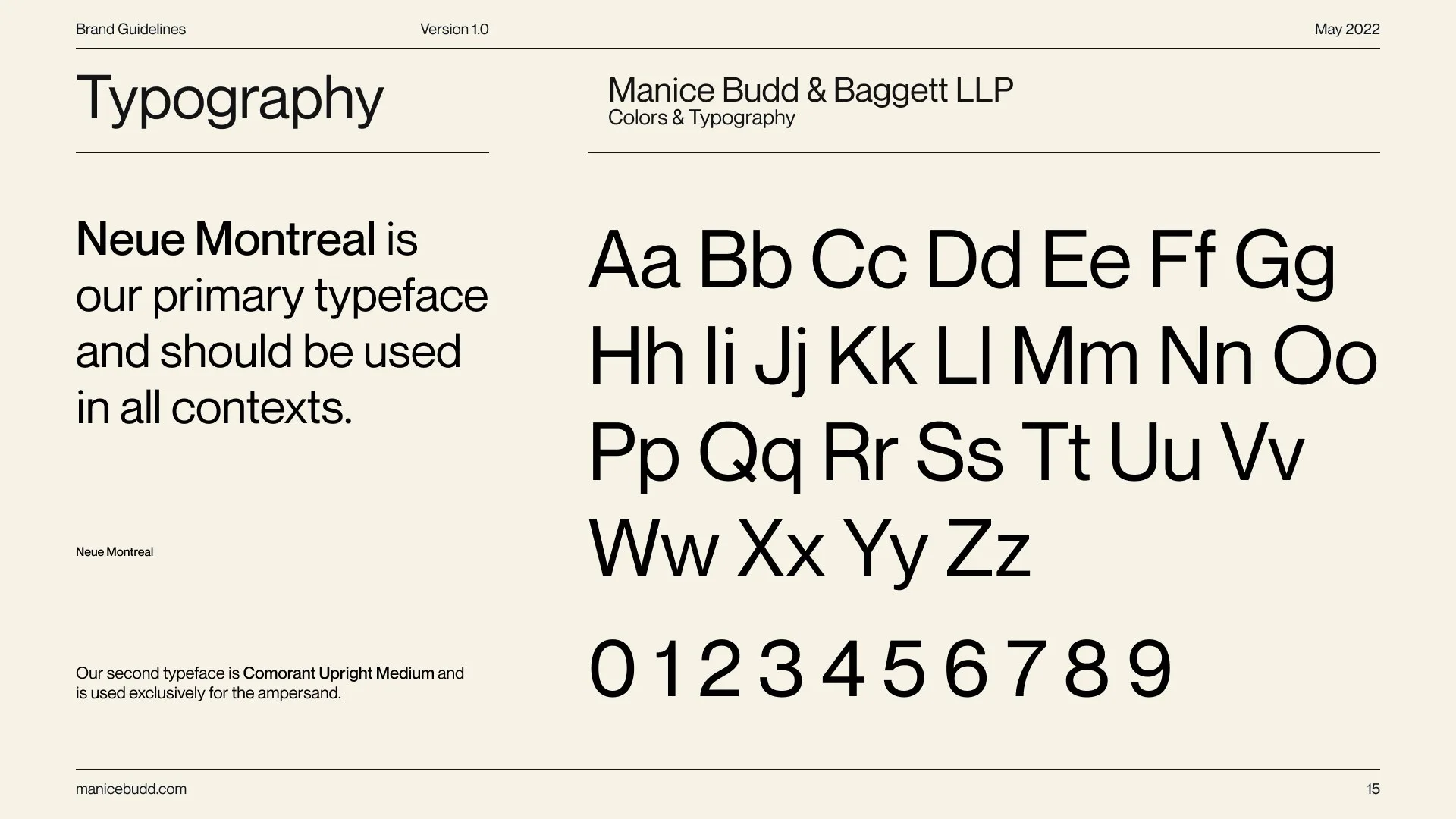 Manice Budd & Baggett, the identity in use