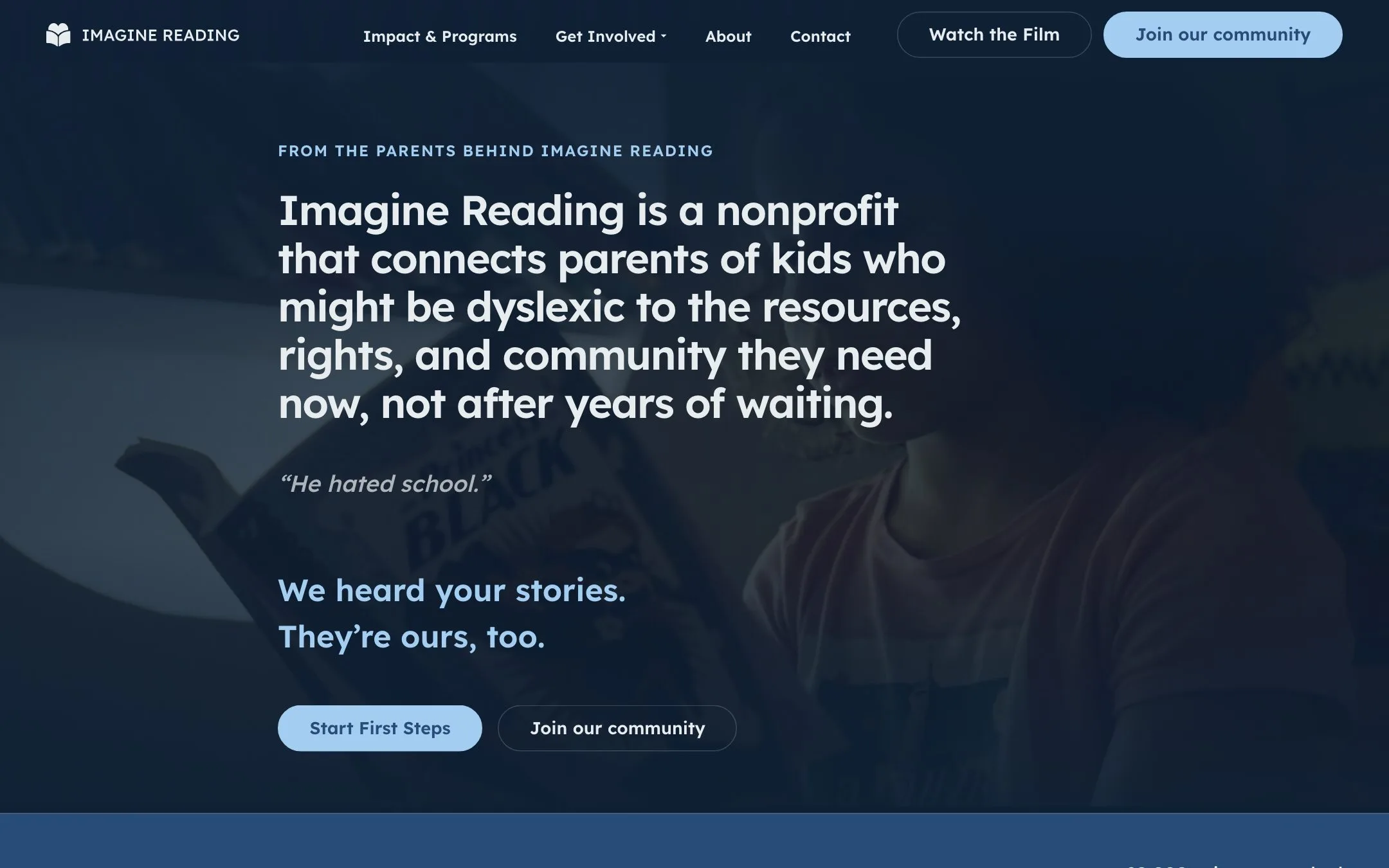 Imagine Reading website: Home