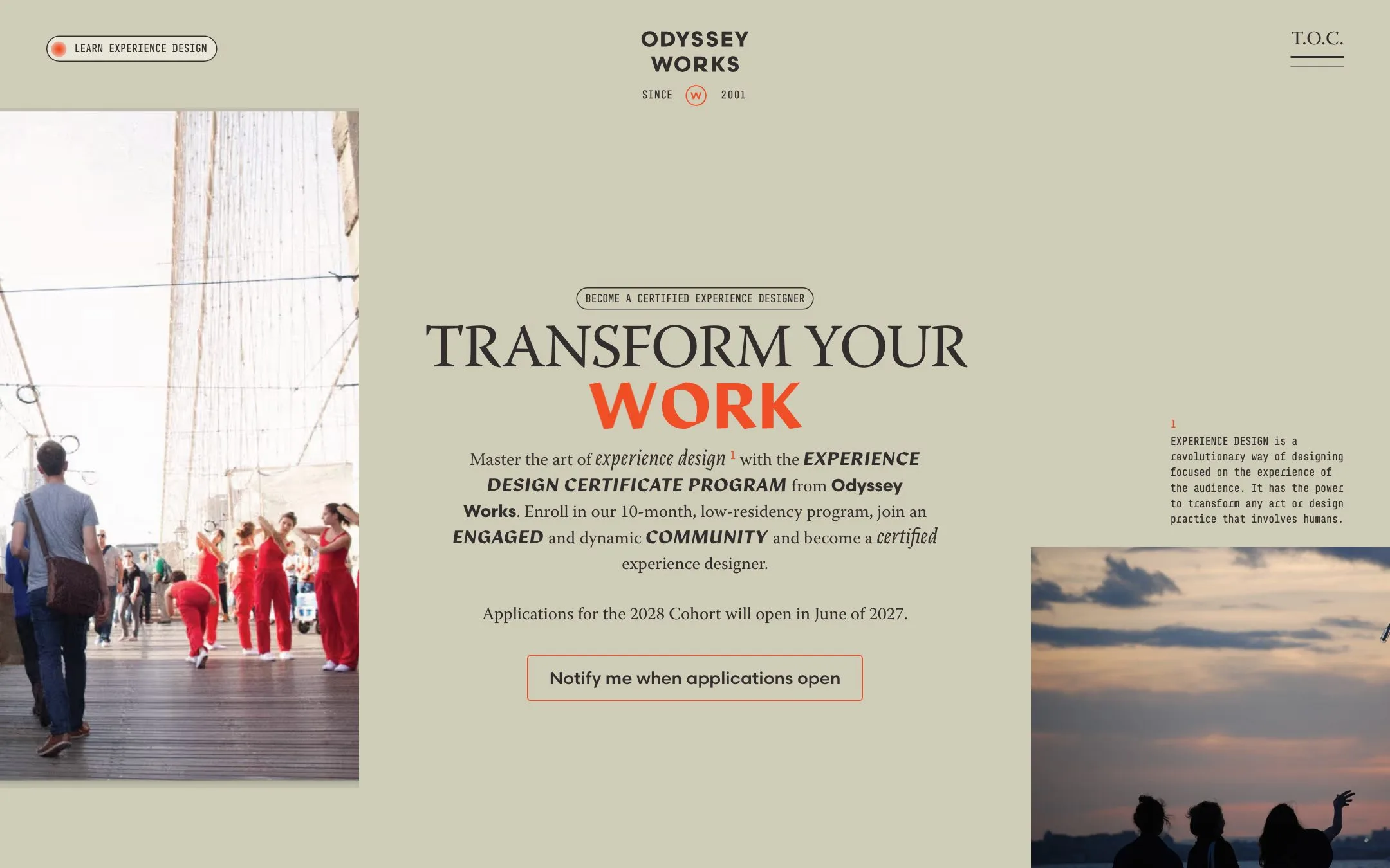 Odyssey Works website: The certificate program