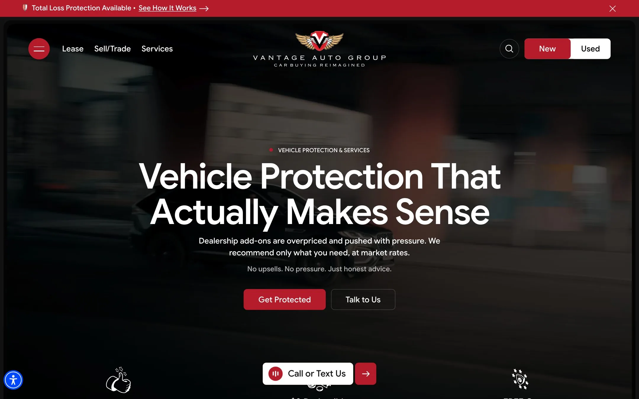 Vantage Auto Group website: Vehicle protection